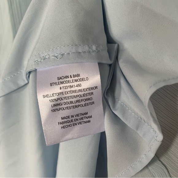 SACHIN & BABI Keely One-Shoulder Satin Gown Ice Blue size 10 NWOT - Picture 8 of 14